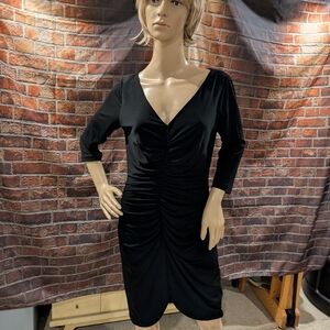 Calvin Klein little black ruched dress 8